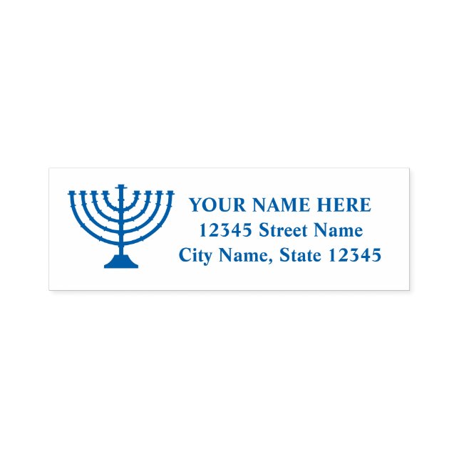 Jüdische Menorah-Selbst-Färbung der Rücksendeadres Permastempel (Design)