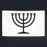 Jüdische Menorah (Symbol des Judentums) Banner<br><div class="desc">Dieses Design zeigt eine Menorah, die von jüdischen Leuten benutzt wird, um den achttägigen Urlaub von Hanukkah zu feiern. Die Menorah ist ein neunverzweigtes Kronleuchter, das während Hanukkah angezündet wird. Acht der neun Zweige verfügen über Lampen (Kerzen oder Öllampen), die die acht Nächte des Urlaubs symbolisieren; an jeder Nacht wird...</div>
