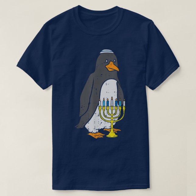 Jüdische Pinguin Menorah Animal Hanukkah Pajamas C T-Shirt (Design vorne)