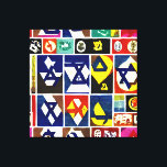 Jüdische religiöse Symbole Wall Art Leinwanddruck<br><div class="desc">Mit "Sacred Impressions", einer Sammlung jüdischer religiöser Symbole der Wandkunst, erheben Sie Ihren Platz: Jedes Stück ist ein visueller Wandteppich aus spirituellem Reichtum, mit Symbolen wie dem Stern von David, Menorah, Hamsa und hebräischen Buchstaben. Mit Präzision und Ehrfurcht gestaltet, lädt diese Wandkunst Sie ein, ein Heiligtum zu schaffen, das Ihren...</div>