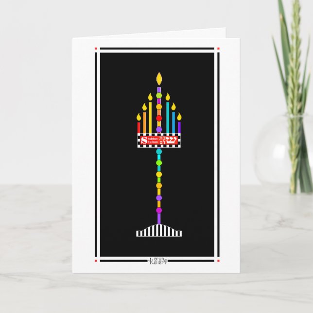Jüdische Schabbat-Schhalom-Menorah-Karte Karte (Vorderseite)