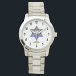 jüdische Star Armbanduhr<br><div class="desc">Jewish ohrts and gift ideas featuring beautiful Jewish Star of David with a wine glass in the center.</div>