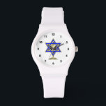 jüdische Star Armbanduhr<br><div class="desc">Jewish ohrts and gift ideas featuring beautiful Jewish Star of David with a wine glass in the center.</div>