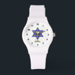 jüdische Star Armbanduhr<br><div class="desc">Jewish ohrts and gift ideas featuring beautiful Jewish Star of David with a wine glass in the center.</div>