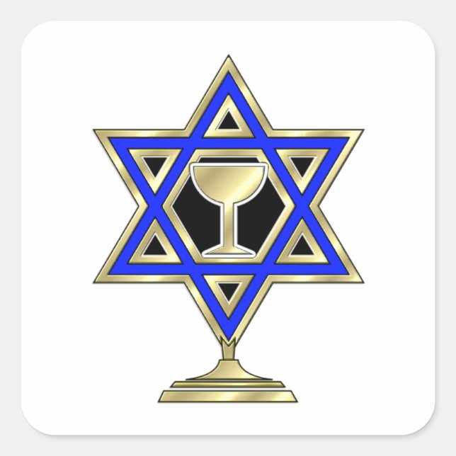 jüdische Star Quadratischer Aufkleber (Vorderseite)