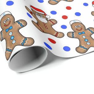 Jüdische und Santa-Gingerbread-Männer-Geschenkpapi Geschenkpapier