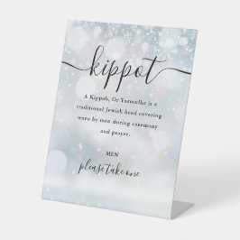 Jüdische Winter Wedding Kippot Script Yarmulke Sockelschild