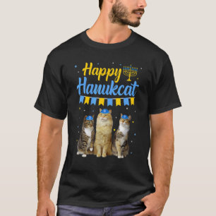 Jüdischer Chanukka-Katz Glücklicher Hanukkatze Wei T-Shirt