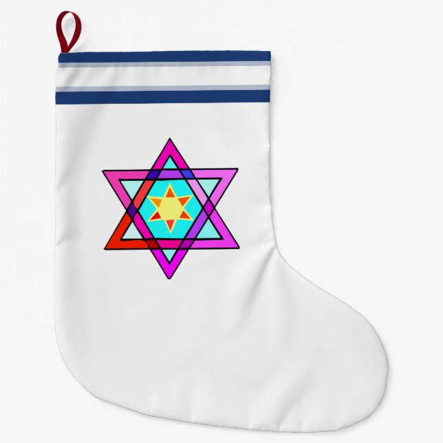 Jüdischer Davidsstern Großer Weihnachtsstrumpf (Vorderseite)