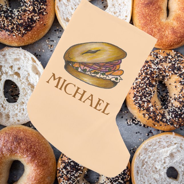Jüdischer Deli Bagel Lox Capers Creme Cheese Feins Kleiner Weihnachtsstrumpf (Lox and capers stocking)