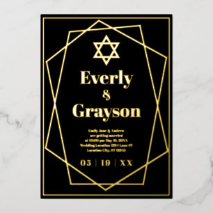 jüdischer geometrischer Rahmen Gold Wedding Foil I Folieneinladung
