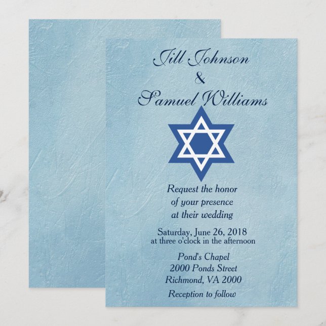 Jüdischer Hochzeitstern von David Einladung (Vorne/Hinten)