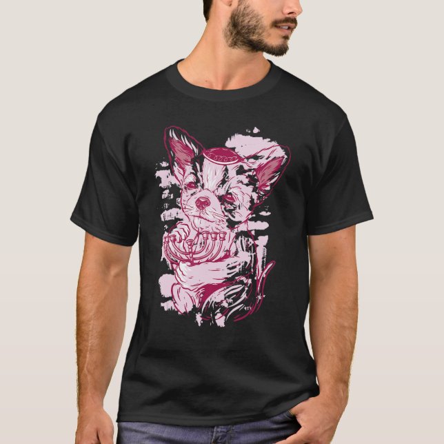 Jüdischer Hund Chihuahua Yarmulke Kippah Menorah H T-Shirt (Vorderseite)