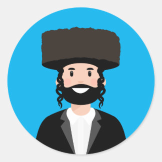 Jüdischer Mann in Shtreimel hassen Runder Aufkleber