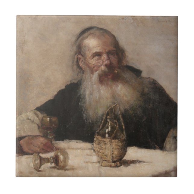 Jüdischer Mensch Trinkwein (von Olga Boznanska) Fliese (Vorderseite)