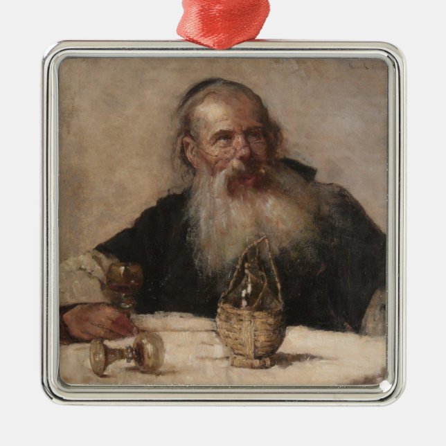 Jüdischer Mensch Trinkwein (von Olga Boznanska) Ornament Aus Metall (Vorne)