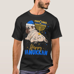 Jüdischer Mops Menorah Happy Hanukka Chanukah Dog T-Shirt