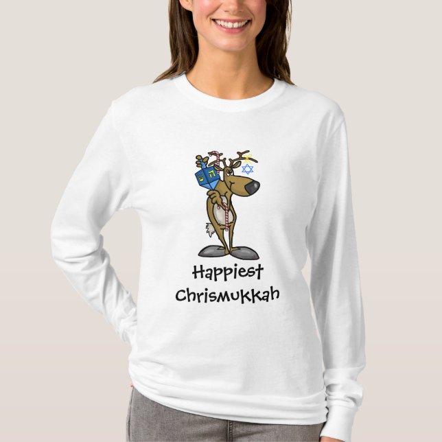 Jüdischer Ren Chrismukkah T - Shirt (Vorderseite)