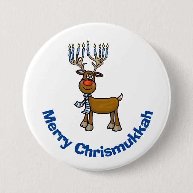 Jüdischer Rudolph der Rotnasen-Rentierschaltfläche Button (Vorderseite)