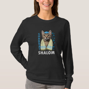 Jüdischer Shabbat Shalom Niedliche Katze mit Kippa T-Shirt