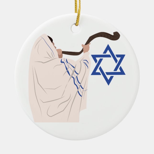 Jüdischer Shofar Keramik Ornament (Vorne)