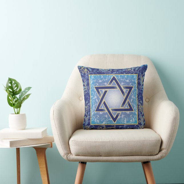 Jüdischer Star von David Judaika Blue Kissen (Stuhl )