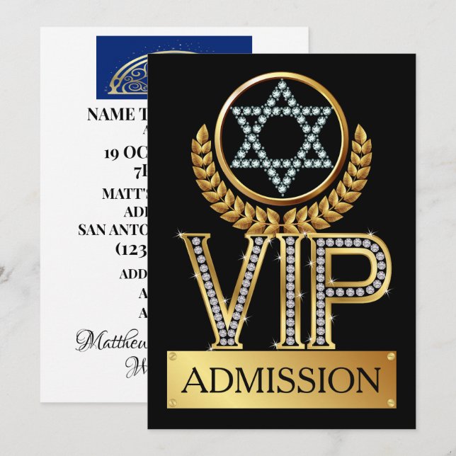Jüdischer Star von David VIP Einladung (Vorne/Hinten)