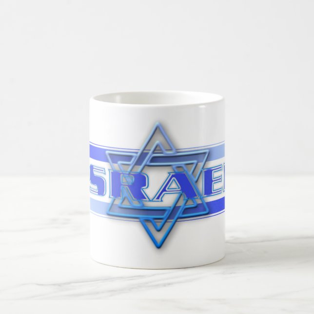 Jüdischer Stern von David Israel Blau und Weiß Kaffeetasse (Mittel)