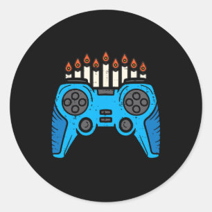 Jüdischer Videospiel-Gamer Chanukka Männer Junge Runder Aufkleber