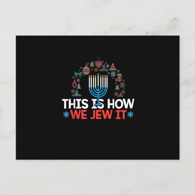 Jüdisches Hanukka Menorah Geschenk Dies ist, wie w Postkarte (Vorderseite)