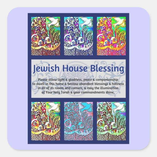Jüdisches Haus Segen Stadt Jerusalem Quadratischer Aufkleber (Vorderseite)