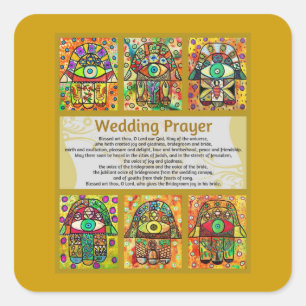 Jüdisches Hochzeitsgebet Golden Hamsa Quadratischer Aufkleber