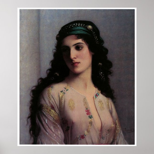 Jüdisches Mädchen in Tanger, Charles Landelle Poster (Vorne)