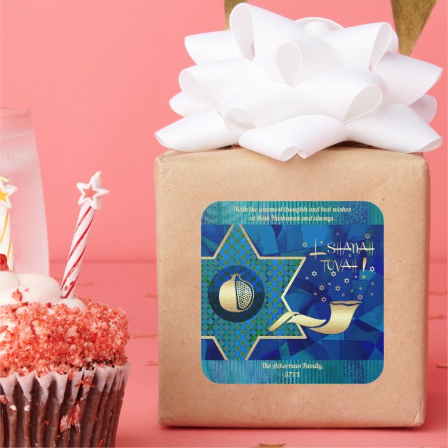 Jüdisches Neujahr | Rosh Hashanah Geschenk Quadratischer Aufkleber (Party)