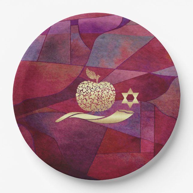 Jüdisches Neujahr | Rosh Hashanah Pappteller (Vorderseite)