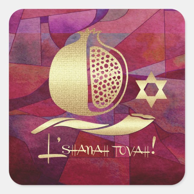 Jüdisches Neujahr | Rosh Hashanah Quadratischer Aufkleber (Vorderseite)