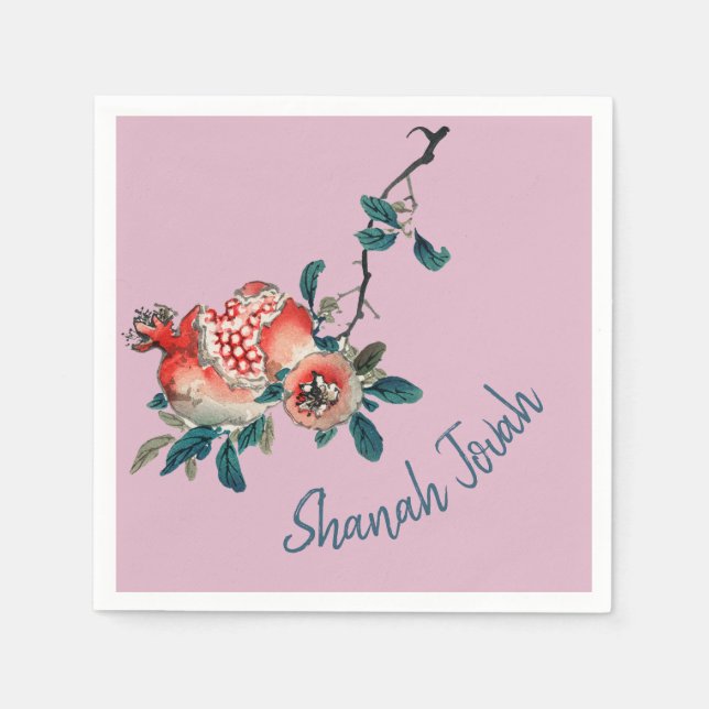 Jüdisches Neujahr Rosh Hashanah Sweet Fruit Pink Serviette (Vorderseite)