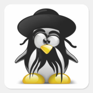 Jüdisches Tux (Linux Tux) Quadratischer Aufkleber