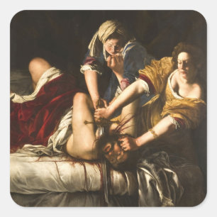 Judith Slay Holofernes - Artemisia Gentileschi Quadratischer Aufkleber