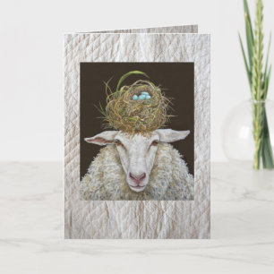 Judith the Schafskarte on quilted background Karte