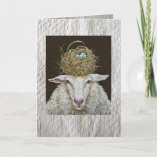 Judith the Schafskarte on quilted background Karte