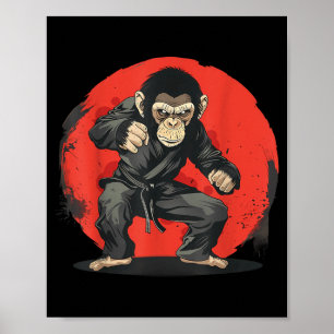 Judo Affe Taekwondo MMA Jiu-Jitsu Kung Fu Affe Poster