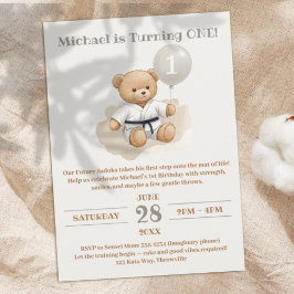 Judo Bear Turns One" – 1st Birthday Einladung