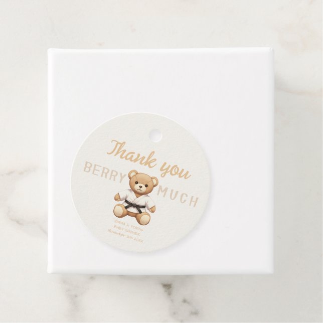 Judo Black Belt Bear Baby Shower Collection Geschenkanhänger (Beispiel)