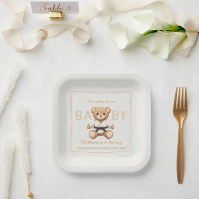 Judo Black Belt Bear Baby Shower Collection  Pappteller (Hochzeit)