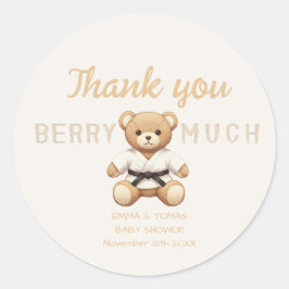Judo Black Belt Bear Baby Shower Collection Runder Aufkleber