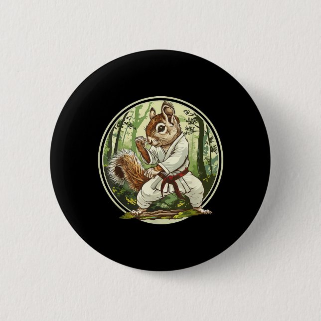 Judo Eichhörnchen Wald Martial Arts Kickboxen Button (Vorderseite)