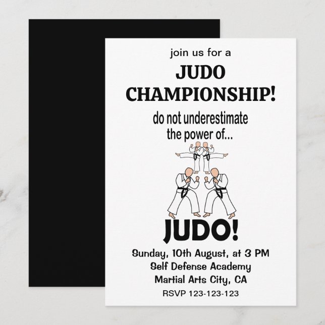 Judo Fighter Self Defense Taekwondo Judo Einladung (Vorne/Hinten)