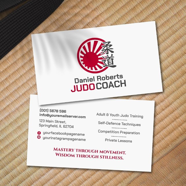 Judo instructor - Kanji and Rising Sun Visitenkarte (Von Creator hochgeladen)