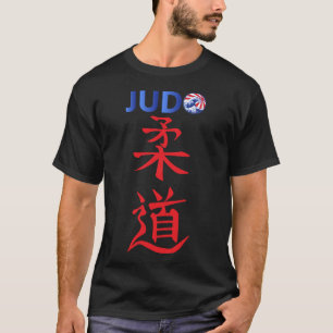 Judo Kanji Lettering Graphic mit japanischer Flagg T-Shirt